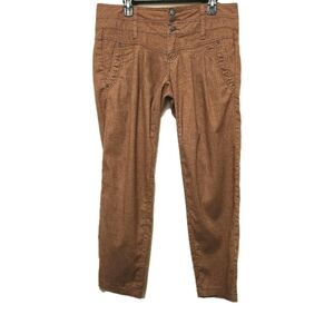 PrAna Pants Womens 10 Brown Hemp Blend Pleated  C03-0260